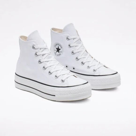 SOLD NEW Converse Platform Canvas Chuck Taylor All Star White + Black - Picture 2 of 6